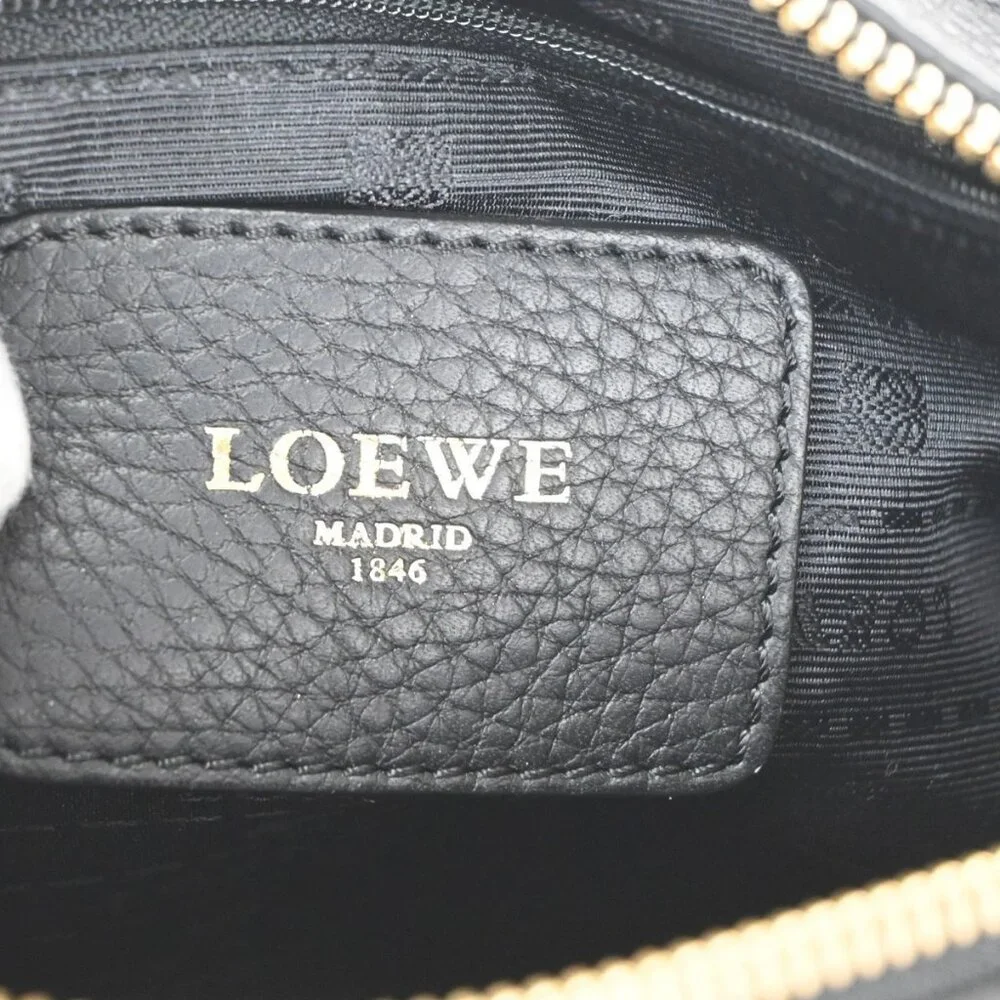 LOEWE Logo Anagram 2Way Shoulder Hand Bag Leather Black GHW Spain 95RL702 - Picture 11 of 16